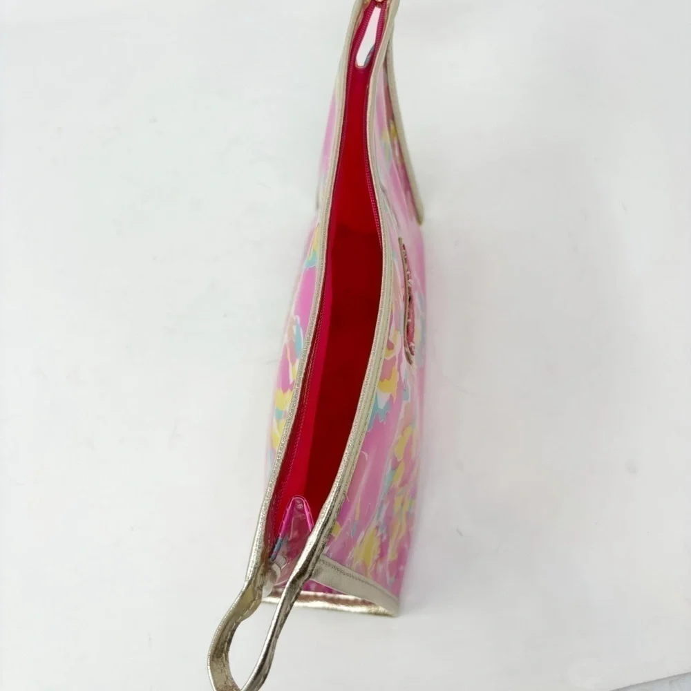 LILLY PULITZER For Estee Lauder Womens Makeup Bag Pink Floral 6.5” X 10” X 2”